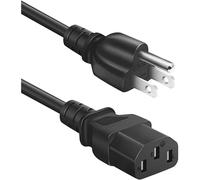 Cable de alimentación de CA, universal de 3 clavijas, 1,8 metros (6 pies), negro.