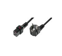 Cable de alimentación Schuko/IEC C19 recto M/F de 2m negro con bloqueo IEC LOCK