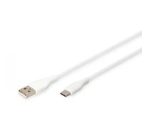 Cable de alimentación de silicona USB-A - USB-C, USB 2.0 60W, 2m blanco