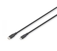 DIGITUS Cable de Carga - USB C a Lightning - 1 m - Cable USB 480 Mbit/s 60 W 3 A - Funda de Silicona Flexible con protección contra dobleces - Certificado MFI para Dispositivos Apple - Negro