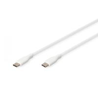 DIGITUS Cable de conexión USB 2.0-1 m - USB-C a USB-C - Funda de silicona flexible con protección contra dobleces - Hasta 480 Mbit/s - Cable USB con Plug & Play - Blanco
