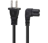 Cable de alimentación de TV de 12 pies, 2 clavijas, figura 8, cable de alimentación angular tipo L IEC C7 (figura 8), cable de alimentación de