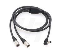 Cable de alimentación divisor en Y en ángulo CC a 2 x Hirose 4 pines para dispositivos de sonido grabadora Zaxcom QRX100 Receptor 3 pies (dc-2x4pin)