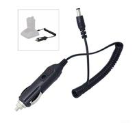 Cable de alimentación elástico de 12 V CC para coche, conector de 2,5 mm x 5,5 mm para walkie talkie GPS para cámara de salpicadero y dispositivo de 12 V, resorte de carga en espiral, ABS negro, 1,5 m