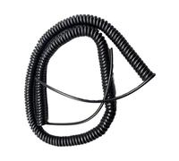Cable de alimentación en Espiral, Cable de extensión de alimentación con Resorte de 5 núcleos, Cable Espiral telescópico, núcleo de Cobre, elástico y retráctil, Color Negro(Stretch 3.75 Meters)