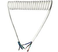 Cable de alimentación en Espiral de 3 núcleos, Calibre 13 AWG, Cable Espiral telescópico de 2,5 mm, Resorte Cuadrado, Blanco, Bobina retráctil(Stretch 3 Meters)