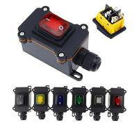 Cable de alimentación en línea 110V-220V 12V-24V interruptor basculante marino encendido apagado impermeable IP67 caja de conexiones 30A conector de alta corriente al aire libre(Green,110-240V)