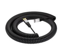 Cable de alimentación Ethernet LAN de 5 pines, espiral de resorte, 8 núcleos, bobina retráctil extensible, par trenzado blindado, TPU, cable de señal de cobre(11Meter Extended)