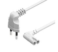 Cable de Alimentación EU 2M Con Enchufe a 90 Grados IEC C7 Gráfica 8 - Compatible Con Samsung, Philips, LG, Sonisharp, Panasonic LED TV, Sky High Tech - Blanco