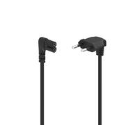 HAMA | Cable de Corriente Universal (Cable de alimentación de 2 polos, Enchufe Europeo, con Acoplamiento de 2 clavijas, Cable de 1.5m, 230 V) Color Negro.