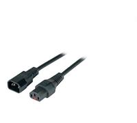 Cable de alimentación IEC C14/IEC C13 recto M/F 1,5m negro con bloqueo IEC LOCK
