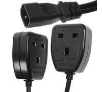 Cable de alimentación IEC con divisor en Y, enchufe de alimentación C14 a doble conector UK de 3 pines.