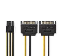 Cable de alimentación interno Nedis | 2x conector SATA de 15 patillas | Enchufe PCI Express | dorado | 0,20 m | redondo | PVC | amarillo / negro | bolsa de plástico