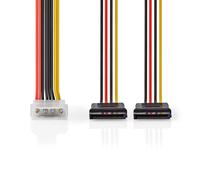 Cable de alimentación interno Nedis | Conector Molex | 2x conector SATA de 15 polos | dorado | 0,15 m | redondo | PVC | multicolor | sobre