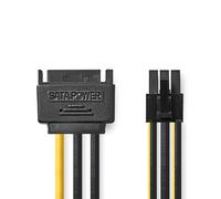 Cable de alimentación interno Nedis | Conector SATA de 15 patillas | Enchufe PCI Express | dorado | 0,20 m | redondo | PVC | amarillo / negro | bolsa de plástico