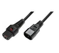 Cable de alimentación negro IEC C14/IEC C13 recto M/F de 5m con bloqueo IEC LOCK