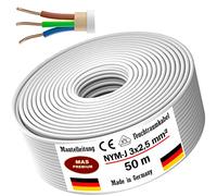 Cable de alimentación para ambientes húmedos, de 5 m a 170 m, cable eléctrico NYM-J, 3 x 2,5 mm², anillo para colocación fija (50 m)