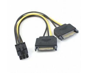 Cable de alimentación para tarjeta gráfica CY Dual two SATA15Pin Macho a PCI-e Express Card6Pin Hembra de 15cm