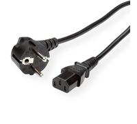 Cable de alimentación ROLINE con Contacto de Seguridad a IEC C13, 5 m, acodado (90°), Cable de alimentación para PC, Monitor, Impresora y Servidor, Negro