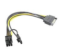 Cable de alimentación SATA macho de 15 pines a 8 pines (6+2) PCI-E, cable SATA de 15 pines a 8 pines, cable de 18 AWG para tarjeta gráfica (1 unidad)