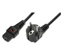 Cable de alimentación Schuko/IEC C13 recto M/F de 2m negro con bloqueo IEC LOCK