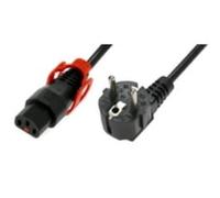 Cable de alimentación Schuko/IEC C13 recto M/F de 2m negro con bloqueo IEC LOCK+