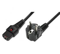 Cable de alimentación Schuko/IEC C13 recto M/F de 3m negro con bloqueo IEC LOCK