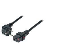 Cable de alimentación Schuko/IEC C19 recto M/F de 2m negro con bloqueo IEC LOCK