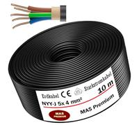 Cable de alimentación subterráneo, de 5 m a 50 m, NYY-J, 5 x 4 mm², anillo para instalación al aire libre, tierra (10 m), Pasa Cables Electricos