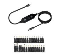 Cable de alimentación tipo C a DC5525 de 5,5 x 2,5 mm, 120 cm con 28 puntas intercambiables para una carga segura de dispositivos inferiores PD5V-20V