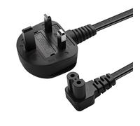 Cable de alimentación UK 3 pines a ángulo recto 90 grados, figura de 8 cables de alimentación IEC C7 (2 m)