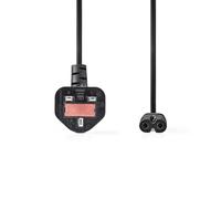 Cable de Alimentación UK | Macho UK | IEC-320-C7 | 2.00 m | Sí | 2 x 0.75 mm² | Cobre | Redondo | Chapado en Nickel | UK | PVC | Conector de alimentación: UK/Type G | 250 V AC | 3 A | Negro