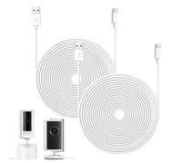 Cable de alimentación USB-A a USB-C de 5 m compatible con cámara interior Ring Plus/cámara interior Pan-Tilt, cable de carga de extensión para estantes altos o techos, fácil de instalar (blanco