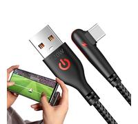 Cable De Alimentación USB C - Cable De Fibra Reforzado, Cargador Rápido 120W | Diseño De Codo De 90 Grados Para Tableta Móvil, Consola De Ordenador Portátil, Del Vehículo, Conectado