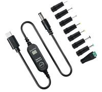 Cable de alimentación USB Tipo C con Salida, with 8 adapters GN | Interfaz de salida de enchufe, control de voltaje seleccionable, tamaño y polaridad del conector múltiple y