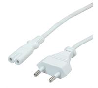 VALUE Cable de Red de Enchufe Plano Europeo a C7, 2 Polos, Blanco, 3 m