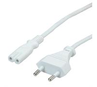 VALUE Cable de Red de Enchufe Plano Europeo a C7, 2 Polos, Blanco, 1,8 m