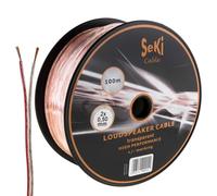 SeKi Cable de altavoz 2 x 0,50 mm2 - 100 m - transparente - CCA - Cable de audio - Cable de caja