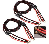 Cable de altavoz bidireccional de 4.9 pies, 2 pares de cables de altavoz con 16 conectores banana chapados en oro, cable divisor de dos cables de alta fidelidad para karaoke, KTV, rendimiento