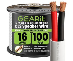Cable de altavoz CL2 OFC, GearIT Pro Series 100' 16 AWG.