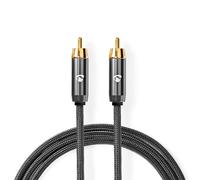 Cable de altavoz de subgraves | RCA macho | RCA macho | Chapado en oro | 3,00 metros | Redondo | 4,5 mm | Antracita / Gris Con Metal | Cerrar