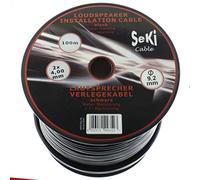 Cable de altavoz redondo 2 x 4,0 mm², color negro, bobina de 100 m, cable de instalación CCA -PA, cable de audio, cable de caja