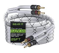 Cable de altavoz trenzado GearIT 12AWG (7,6 m) con conectores banana dorados - Cobre libre de oxígeno