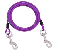 Cable de amarre extra largo y resistente para perros para acampar al aire libre, picnic con cuerda de seguridad fuerte y clips giratorios, correa para mascotas para patio, jardín, viajes (morado)