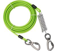 Cable de amarre para perro, correa de perro de 20 pies de largo con resorte y clips giratorios, cable de corredor resistente de hasta 457 kg de fuerza de tracción, cadenas para patio exterior, camping