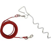 Cable de amarre para perros y estaca para acampar al aire libre y patios, ideal para perros pequeños, medianos y grandes (5, rojo)