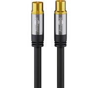 Cable de antena de televisión (135 dB, 4 conectores dorados, conector coaxial hembra hembra (2 m), color negro