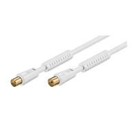 Cable de antena Goobay 10,0 m, blanco, con ferritas (80 dB), 2x apantallado