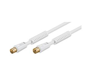 Cable de antena Goobay de 5,0 m, blanco, con ferritas (80 dB), 2x apantallado