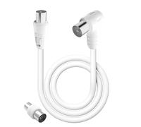 Cable de Antena TV,Flexible Cable Coaxial Adaptador 1.5 M Macho a Macho Adaptador de Extensión Hembra Incluido Conector para Televisor Enchufe Decodificador IEC HDTV Receptor Satélite DAD Radio Blanco